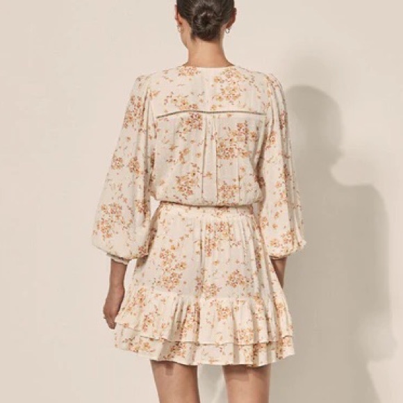 KIVARI Misha Cream Rust Ditsy Long Sleeve Mini Dress NWT - Picture 7 of 16